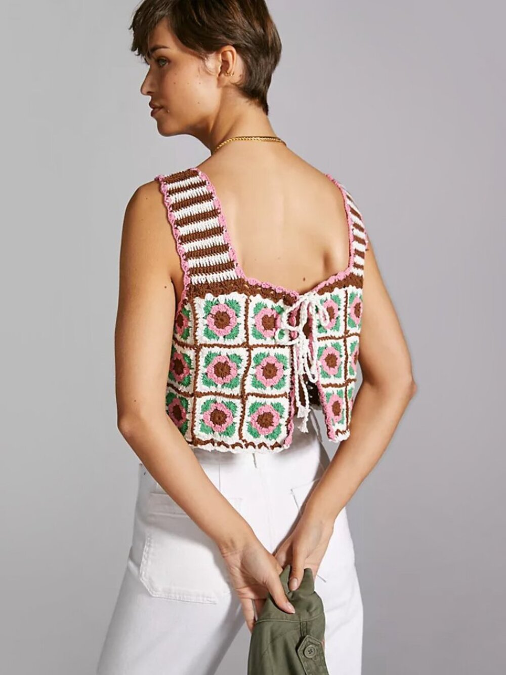 ANTHROPOLOGIE | 100% Cotton Multi Colored Crochet Reversible Tank | NWT - Picture 3 of 10